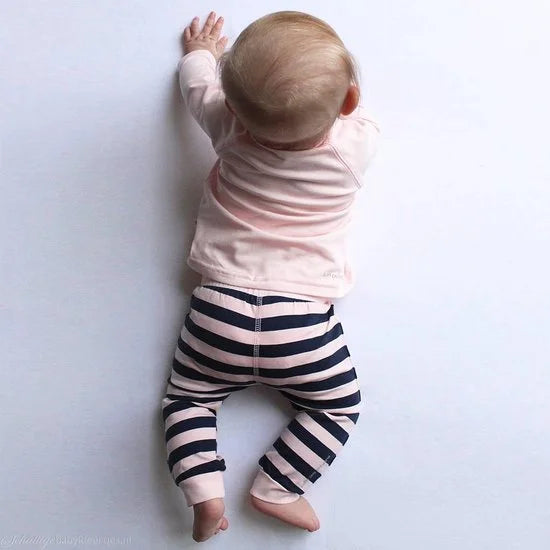 BESS Pants Girl Striped - Roze - 74