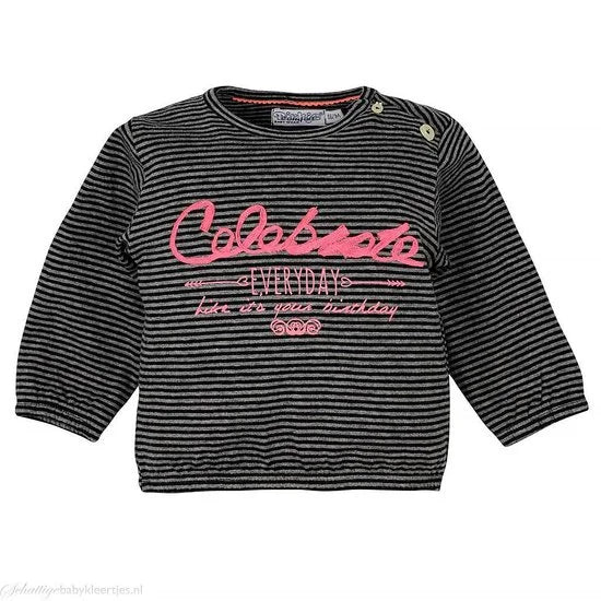 Trui So Fresh Celebrate black stripe dirkje -  Maat  68