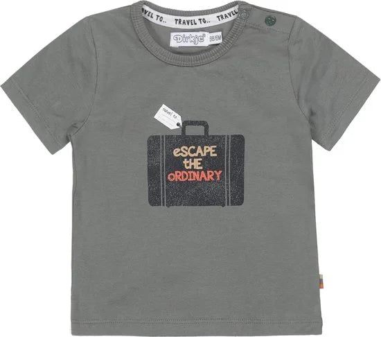 Dirkje jongens T-shirt legergroen koffertje - maat 62