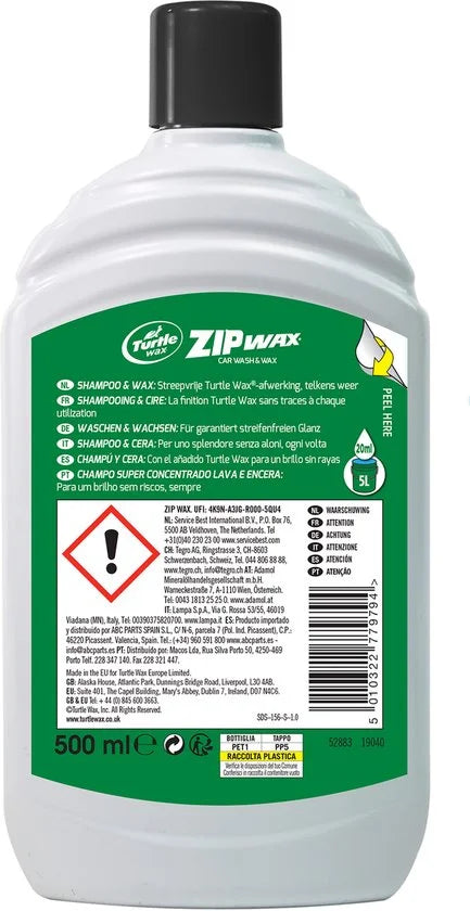 Turtle Wax 52883 Zip Wax Shampoo 500ml
