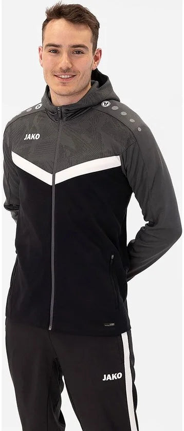 Jako Iconic Jas Met Kap Heren - Zwart / Antraciet | Maat: S