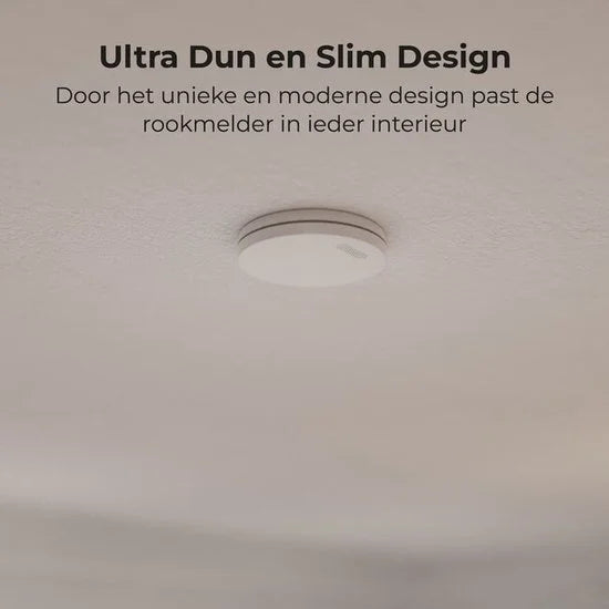 Easeware ES-1 Ultra Dunne Rookmelder met 10 jaar batterij - Inclusief Schroefoze Montage - Brandmelder - Rookdetector - Voldoet aan Norm