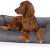 Knuffelwuff orthopedisch hondenbed van ribfluweel met handgeweven uiterlijk Nunavut M-L 85 x 63 cm grijs