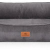 Knuffelwuff orthopedisch hondenbed van ribfluweel met handgeweven uiterlijk Nunavut M-L 85 x 63 cm grijs