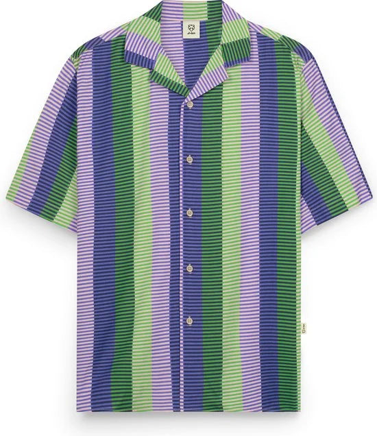 A-dam Stripe Purple - T-Shirt - Organisch Katoen - Korte Mouwen - Regular Fit - T-shirts - Heren - Mannen - Paars