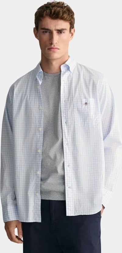 Gant Casual hemd lange mouw Blauw Poplin Gingham Shirt 3000120/455