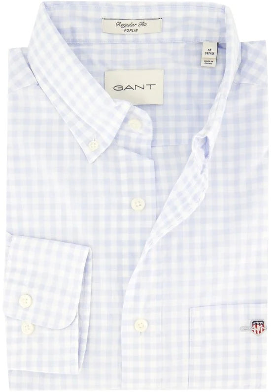 Gant Casual hemd lange mouw Blauw Poplin Gingham Shirt 3000120/455
