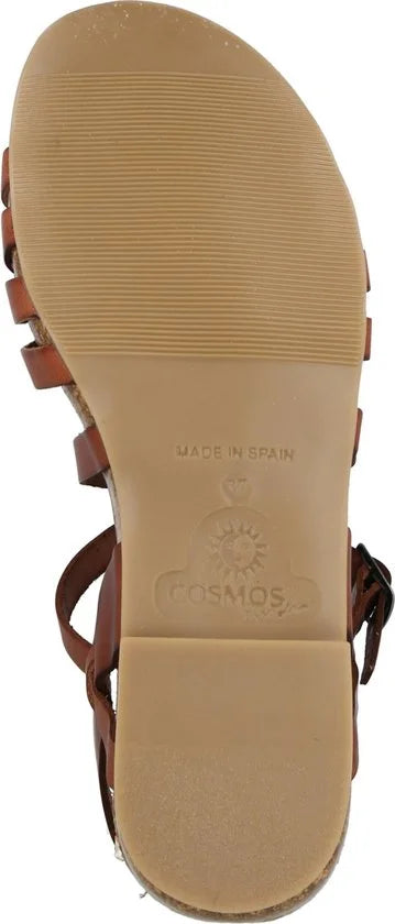 Cosmos 6106807 - Platte sandalenDames Sandalen - Kleur: Cognac - Maat: 38