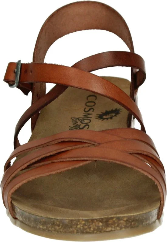 Cosmos 6106807 - Platte sandalenDames Sandalen - Kleur: Cognac - Maat: 38