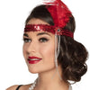 Boland - Hoofdband Flapper rood Rood - Één maat - Volwassenen - Vrouwen - 20's - Roaring Twenties