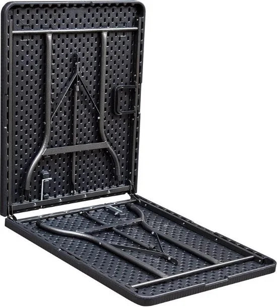 ERRO Vouwtafel - Campingtafel - inklapbare tafel - plooitafel - klaptafel met houtlook - 180x74cm - zwart