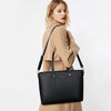 Eleganci - Dames Handtas - shopper - geschikt voor A4 - met extra lange riem - zwart - Ideaal voor school- of werktas.