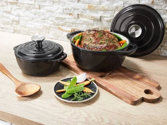 Silvercrest Gietijzeren Braadpan - Inhoud: ca. 2,8 L - Temperatuurbestendig: tot 240 °C - Zwart - Ideaal voor sappig bakken, braden, stoven en smoren
