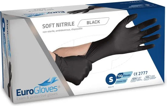Handschoenen nitril maat M zwart (100 stuks)