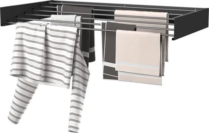 Wasophoogte® Wanddroogrek - Wandmontage Droogrek - Inklapbaar Droogrek - Muurdroogrek - Wasrek hangend - 100cm - 6m Drooglengte - Zwart