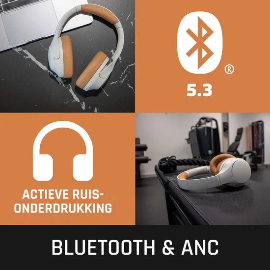 Lenco HPB-830GY - Draadloze over-ear Koptelefoon met Noise Cancelling - Grijs