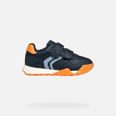 GEOX RANN-E JONGENS Sneakers - MARINEBLAUW/ORANJE - Maat 35