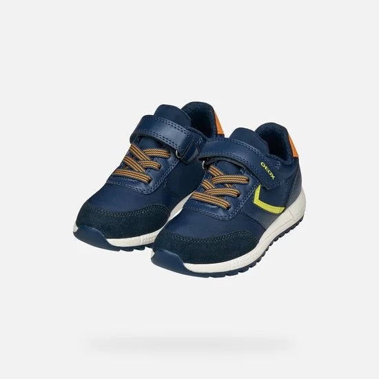 GEOX ALBEN JONGENS Sneakers - MARINEBLAUW/LIME - Maat 34