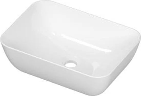 INK Enzo large contour porseleinen rechthoekige waskom 46 x 32 x 14 cm, glans wit