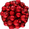 Giftsome Rode Kerstballen Set - 60 Stuks Kunststof Kerstballen - Ø6/7 cm