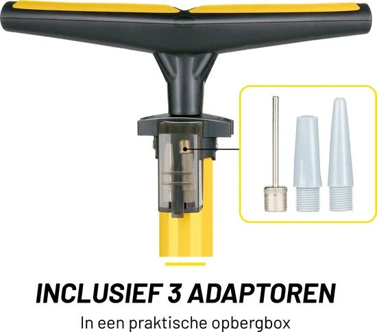 Dunlop Fietspomp met Drukmeter - Fiets Pomp voor Dunlop, Schrader en Frans Ventiel - Staande Pomp Incl. Adaptoren voor Waterspeelgoed en Ballen