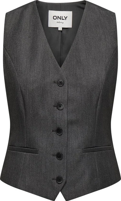 Only Gilet Onliris-hattie Waistcoat Tlr Noos 15331287 Dark Grey Melange Dames Maat - 40