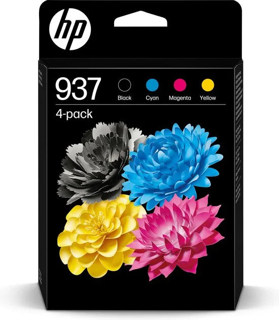 HP Inktcartridge 937 Origineel 4-pack Zwart, Cyaan, Magenta, Geel 6C400NE