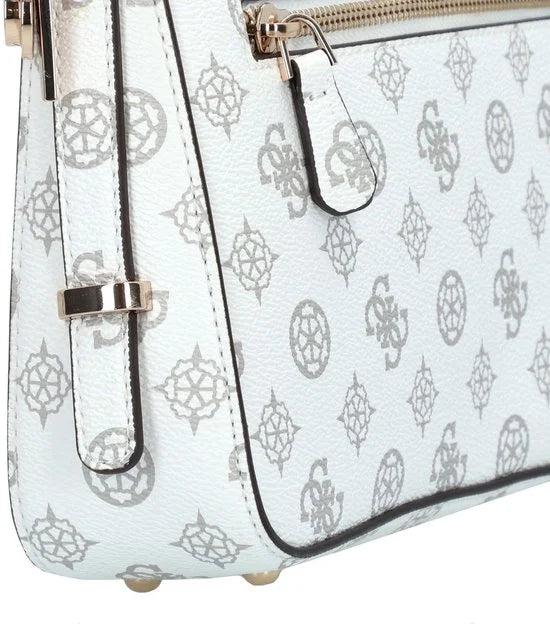 GUESS Schoudertas Eco Erica Top Zip Shoulder Bag White Logo Wit