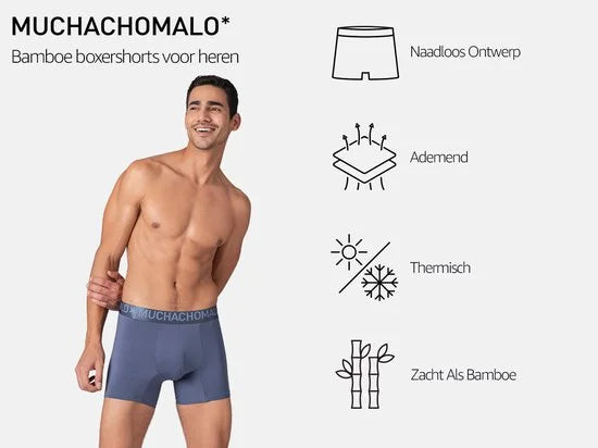 Muchachomalo Heren Boxershorts – 3 Pack Bamboe – Zacht Ondergoed – Maat XXL - Mannen Bamboo Onderbroeken