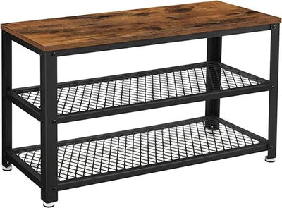 MIRA Home - Schoenenrek - Schoenenbank - Bruin - Spaanplaat/Metaal - 73x30x45cm
