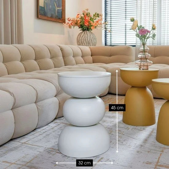 Mica Decorations Luna Bijzettafel - H46 x Ø32 cm - IJzer - Off-white