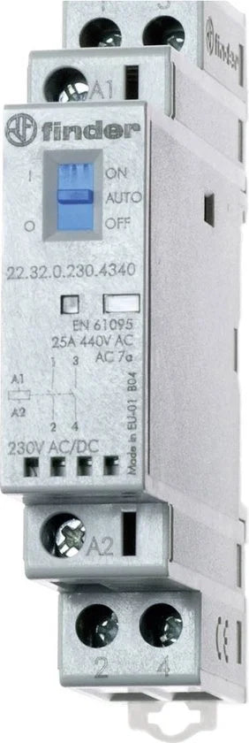 Finder 22.32.0.024.4440 Contactor 2x NC 24 V/DC, 24 V/AC 25 A 1 stuk(s)