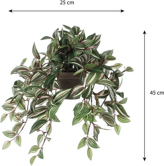 Mica Decorations Kunstplant Tradescantia vader hangplant - 45 cm - groen - Kunstplanten/nepplanten