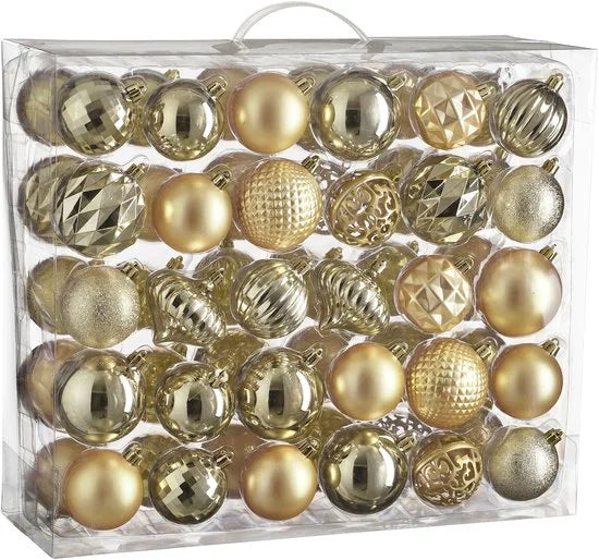 Christmas Baubles Set - 60 Pieces - Ø7 cm - Unbreakable - Champagne