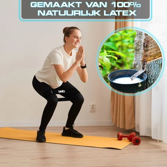 Sanbo Weerstandsbanden - set van 5 stuks - Extra sterk tot 18kg - 5 Kleuren - Incl. Opbergzakje - Resistance band set - Fitness Elastiek - Booty Band