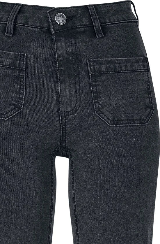 Urban Classics Ladies’ Vintage Flared Denim Jeans Jeans zwart W27L33