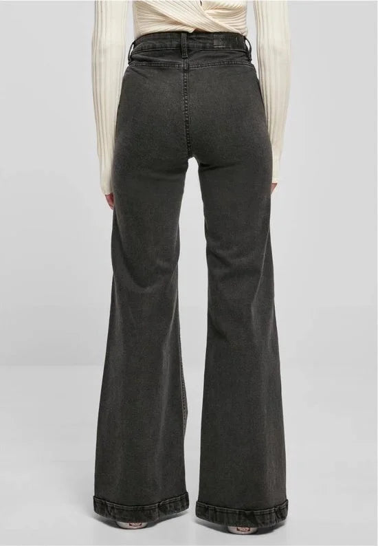 Urban Classics Ladies’ Vintage Flared Denim Jeans Jeans zwart W27L33
