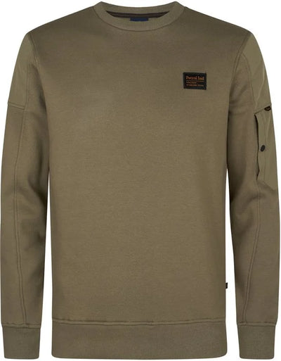 Petrol Industries - Heren Casual Trui - Round Neck - Regular Fit - 65% katoen / 35% polyester - Lichtgewicht & ademend - Groen - Maat L