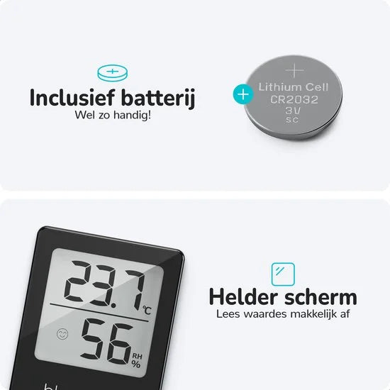 Bloomfold Hygrometer - Luchtvochtigheidsmeter - Digitaal Weerstation - Vochtigheidsmeter - Thermometer voor Binnen - Inclusief batterij
