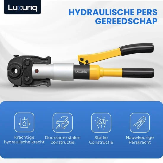 Luxuriq Professionele Perstangenset - TH, M en U persbekken - Buizenscharen + Kalibrator - Krimptang - 6 Ton Perskracht
