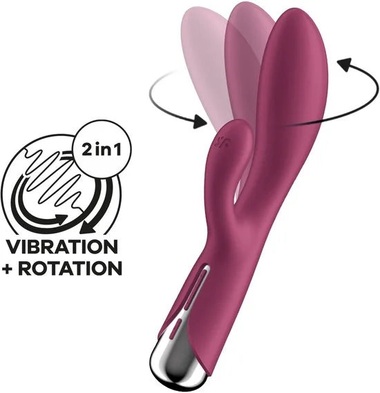 Satisfyer Spinning Rabbit 1 | 20cm | Rabbit vibrator | 12 tril- en 5 rotatieprogramma's | Programma's kunnen afzonderlijk worden bestuurd | Oplaadbar