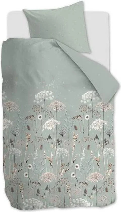 Ariadne at Home Flowers - Dekbedovertrek - Eenpersoons - 140x200/220 cm - Flanel - Green