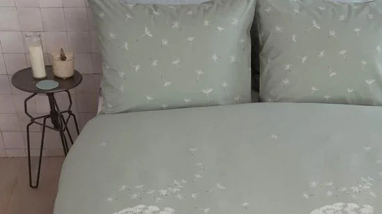 Ariadne at Home Flowers - Dekbedovertrek - Eenpersoons - 140x200/220 cm - Flanel - Green