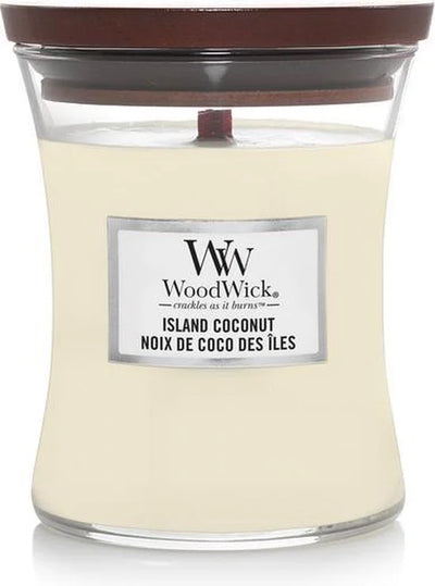WoodWick Hourglass Medium Geurkaars - Island Coconut - 60 branduren