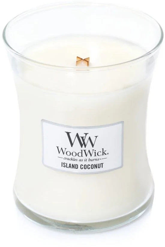 WoodWick Hourglass Medium Geurkaars - Island Coconut - 60 branduren