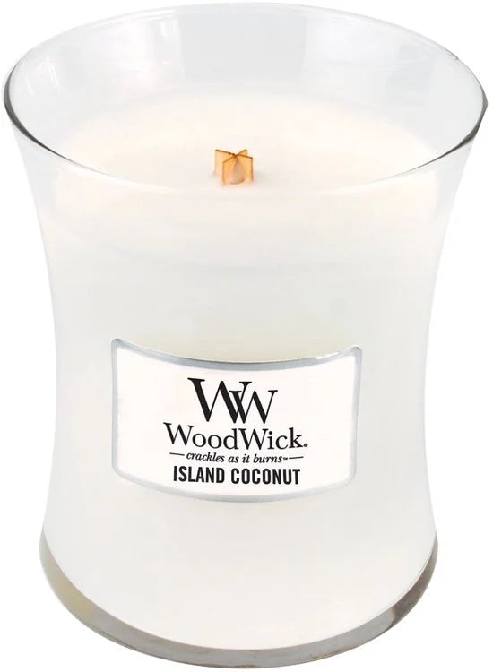 WoodWick Hourglass Medium Geurkaars - Island Coconut - 60 branduren