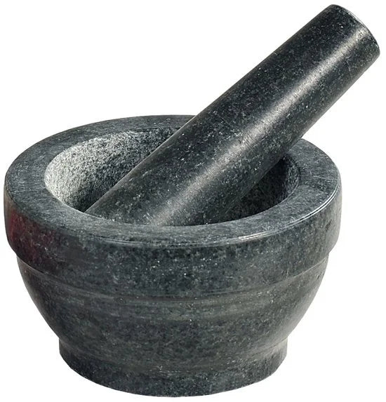 Granieten Vijzel Ø 16 cm met Stamper van Graniet | Fijnstampen en vermalen van Kruiden of  maken van Dressings | Materiaal: Graniet | Afm. 16 x 16 x