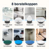 Samako Elektrische Schoonmaakborstel - Elektrische Schrobber - IPX6 waterdichte Schrobborstel met steel - 9 opzetstukken - Poetsmachine - Schrobmachi