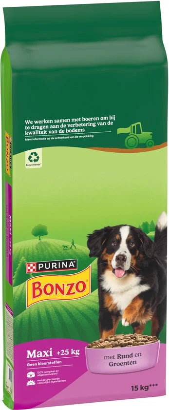 Bonzo Adult Maxi - Hondenvoer Droogvoer - Rund - 15 kg