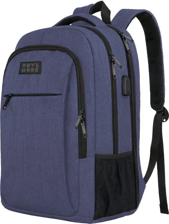 TRVLMORE 36L Rugzak - Rugtas met 17,3 Inch Laptopvak - Schooltas - Spatwaterdicht - Heren en Dames - Jongens en Meisjes - Blauw